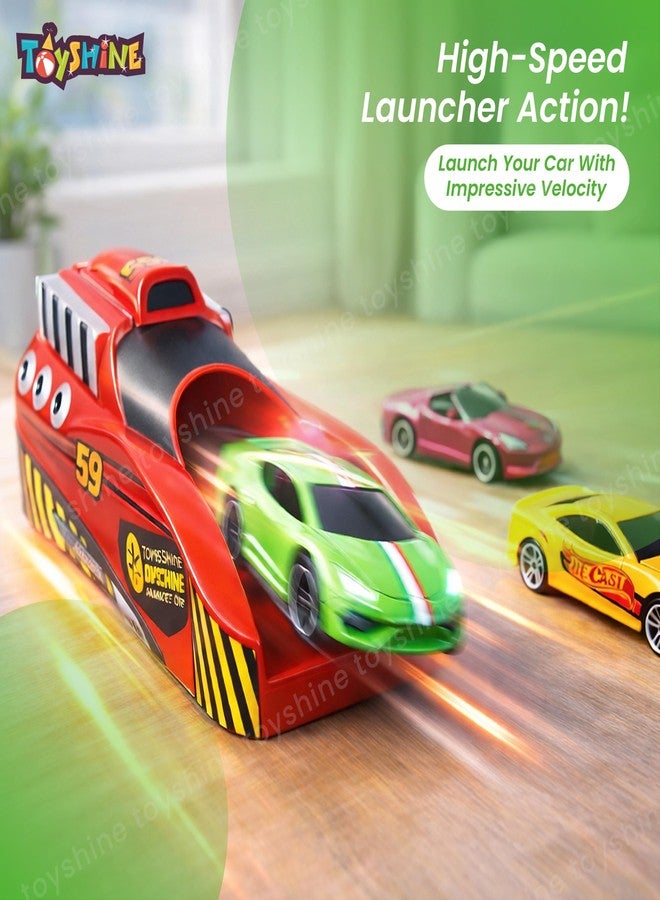 Toyshine Rapid Launcher Play Set Toy With 3 Die Cast Metal Cars Toddler Racing Car Quick Action Racing Set For Boys And Girls, Multicolor - Image 2