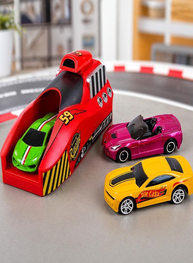 Toyshine Rapid Launcher Play Set Toy With 3 Die Cast Metal Cars Toddler Racing Car Quick Action Racing Set For Boys And Girls, Multicolor - Image 1