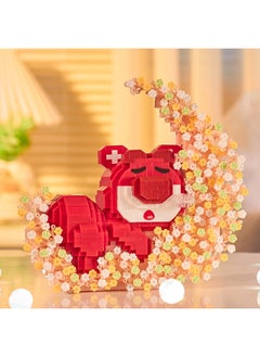 Generic Love Chocolate Astronaut Penholder Building Blocks Micro-Diamond Assembled Toys Men And Women's Birthday Valentine's Day 520 Gifts-Color:6915 Sleeping Posture Strawberry Bear  - Image 1