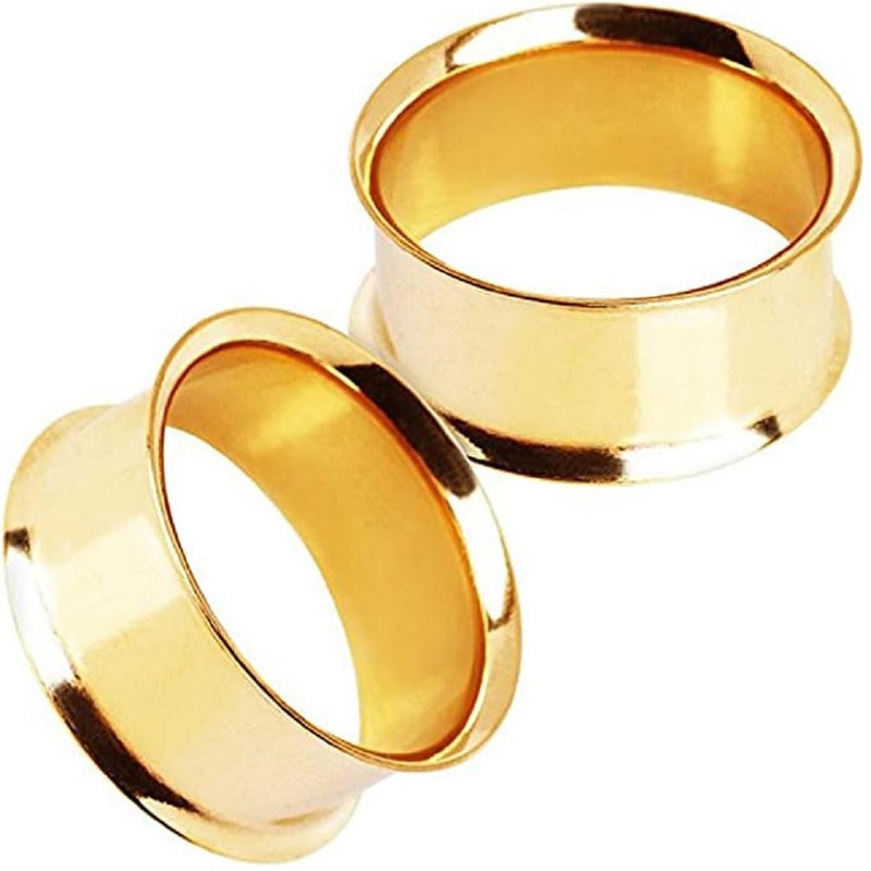 Pierced Owl Gold Plated Stainless Steel Double Flared Tunnel Plug Earrings, Sold as a Pair (3mm (8GA)) - Image 1