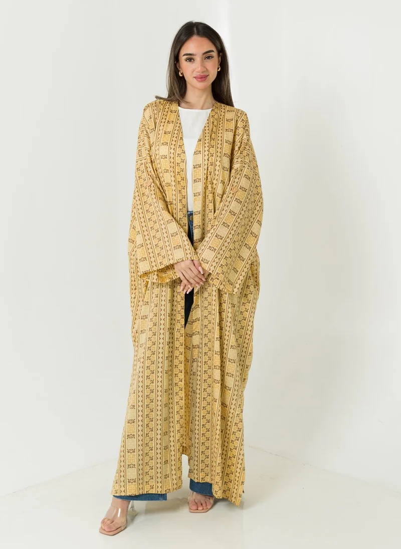 Kaafmeem Beige Vibrant Afro Bohemian Abaya