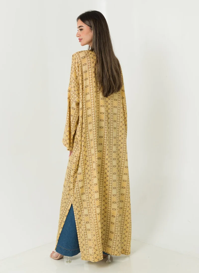 Kaafmeem Beige Vibrant Afro Bohemian Abaya
