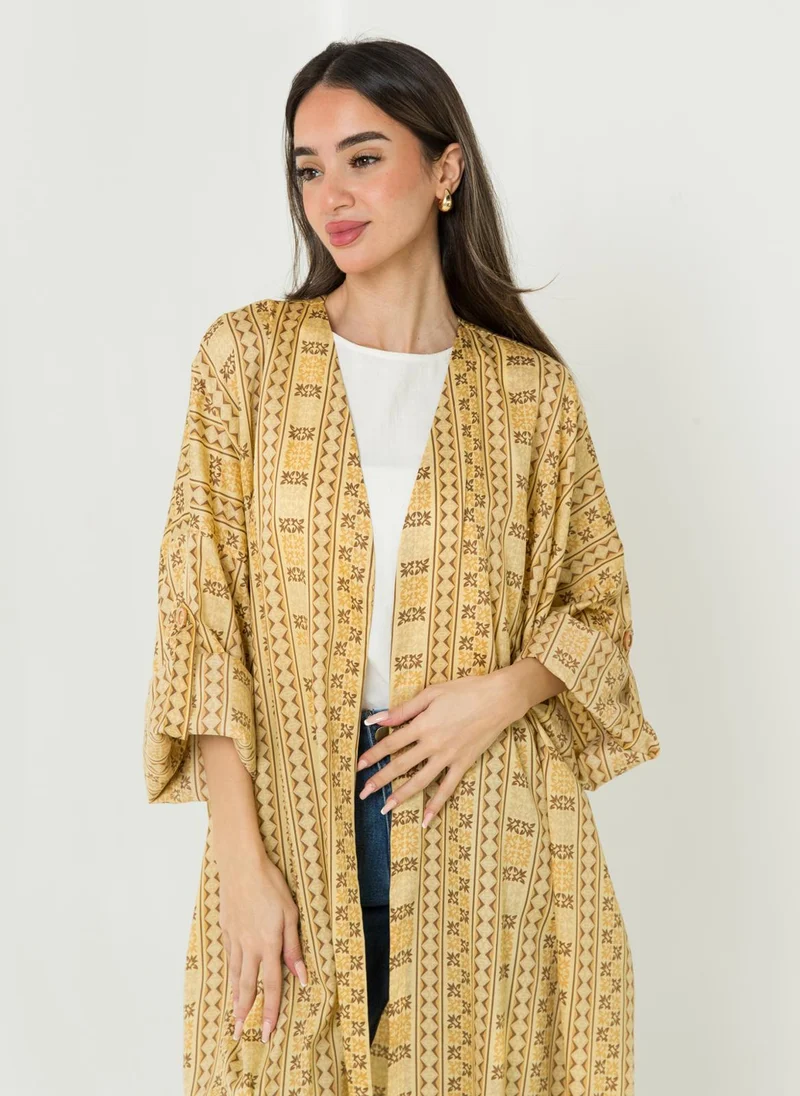 Kaafmeem Beige Vibrant Afro Bohemian Abaya