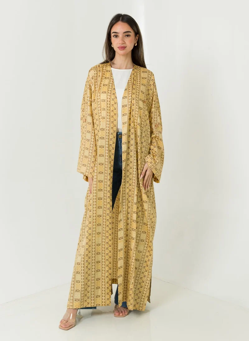 Kaafmeem Beige Vibrant Afro Bohemian Abaya