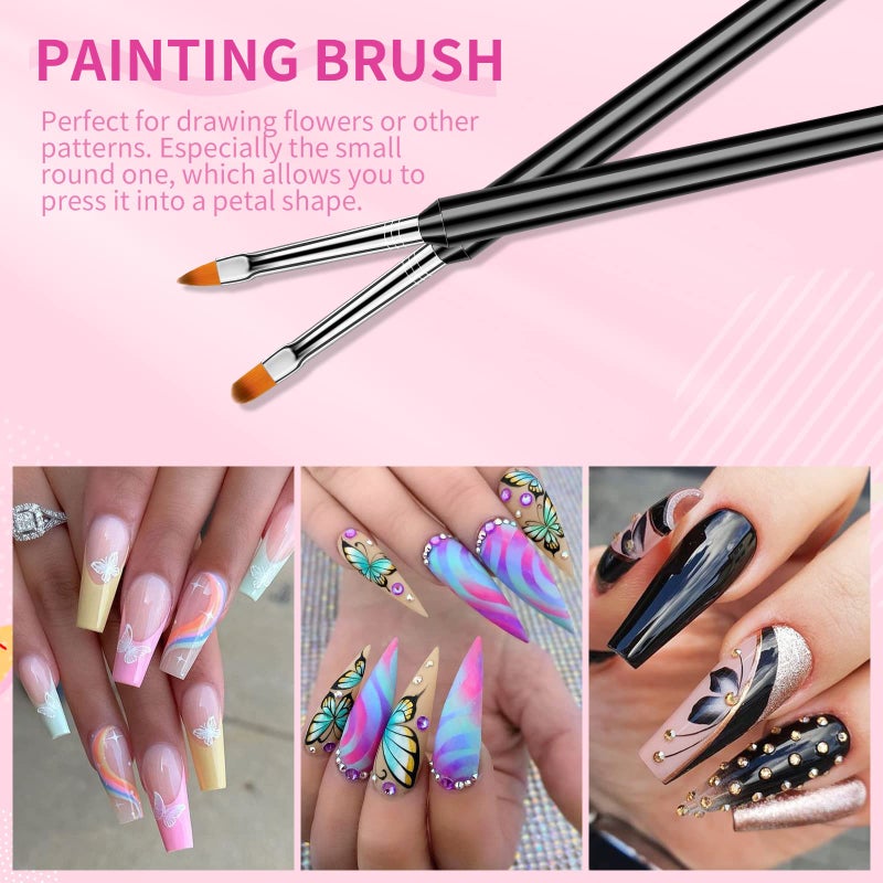 SAVILAND Nail Art Brushes Set - 6pcs Double-End Nail Art Tools Professional Nail Art Kit Dotting Tools Line Pen Painting Brushes for Gel Polish Nail Design French Manicure - Image 5