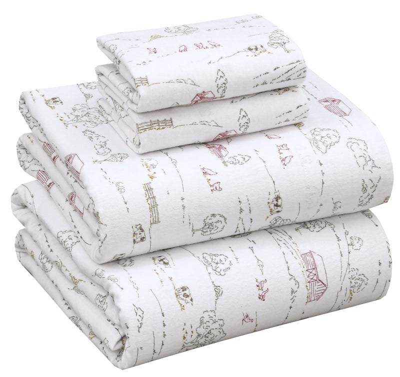 Ruvanti Flannel Sheets Full Size - 100% Cotton Double Brushed Bed Sheets Set  Deep Pockets 16 Inches  All Seasons Breathable & Extra Soft Full Sheets  Warm & Cozy  4 Piece  Rustic Homestead - Image 1