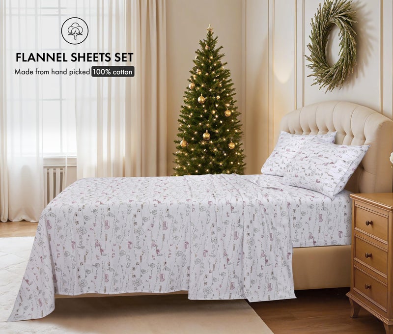 Ruvanti Flannel Sheets Full Size - 100% Cotton Double Brushed Bed Sheets Set  Deep Pockets 16 Inches  All Seasons Breathable & Extra Soft Full Sheets  Warm & Cozy  4 Piece  Rustic Homestead - Image 2