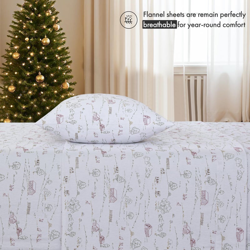 Ruvanti Flannel Sheets Full Size - 100% Cotton Double Brushed Bed Sheets Set  Deep Pockets 16 Inches  All Seasons Breathable & Extra Soft Full Sheets  Warm & Cozy  4 Piece  Rustic Homestead - Image 3