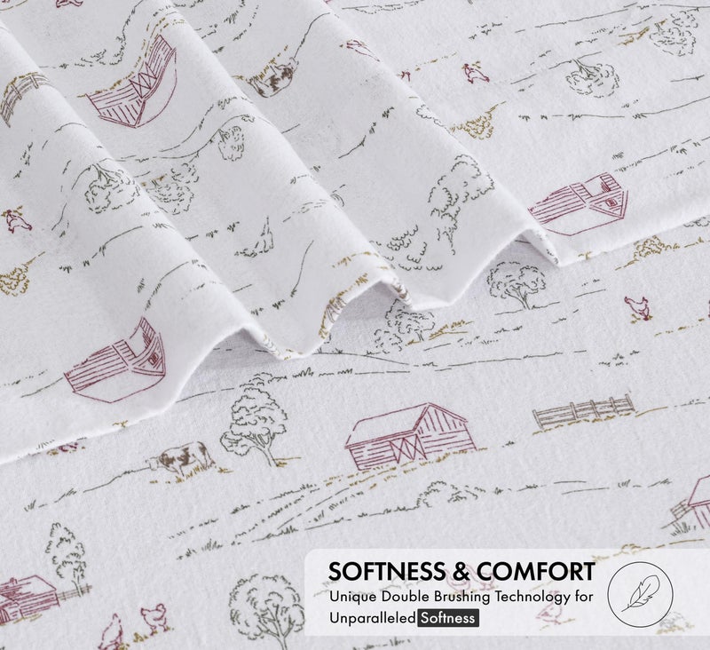 Ruvanti Flannel Sheets Full Size - 100% Cotton Double Brushed Bed Sheets Set  Deep Pockets 16 Inches  All Seasons Breathable & Extra Soft Full Sheets  Warm & Cozy  4 Piece  Rustic Homestead - Image 4