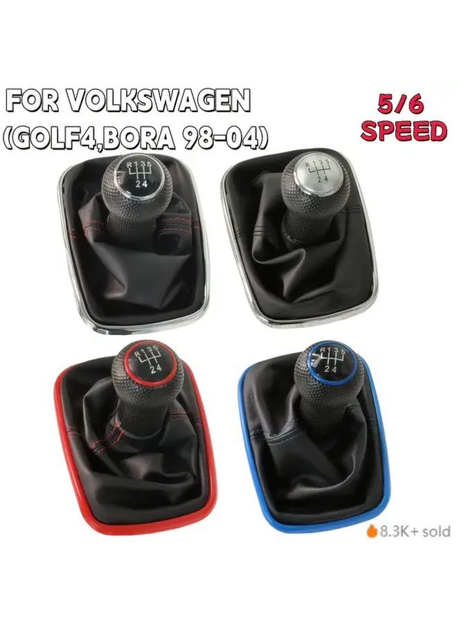 5 Speed Silvery PU Leather Gear Shift Cover Anti Slip Wear Resistant Car Interior Accessory - Image 1