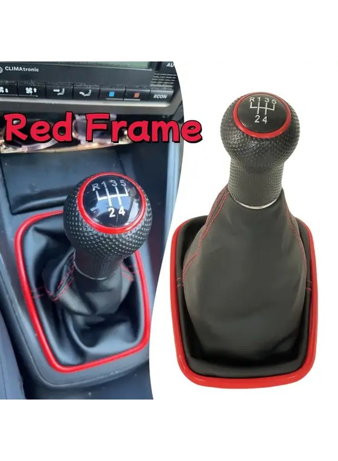 5 Speed Silvery PU Leather Gear Shift Cover Anti Slip Wear Resistant Car Interior Accessory - Image 2