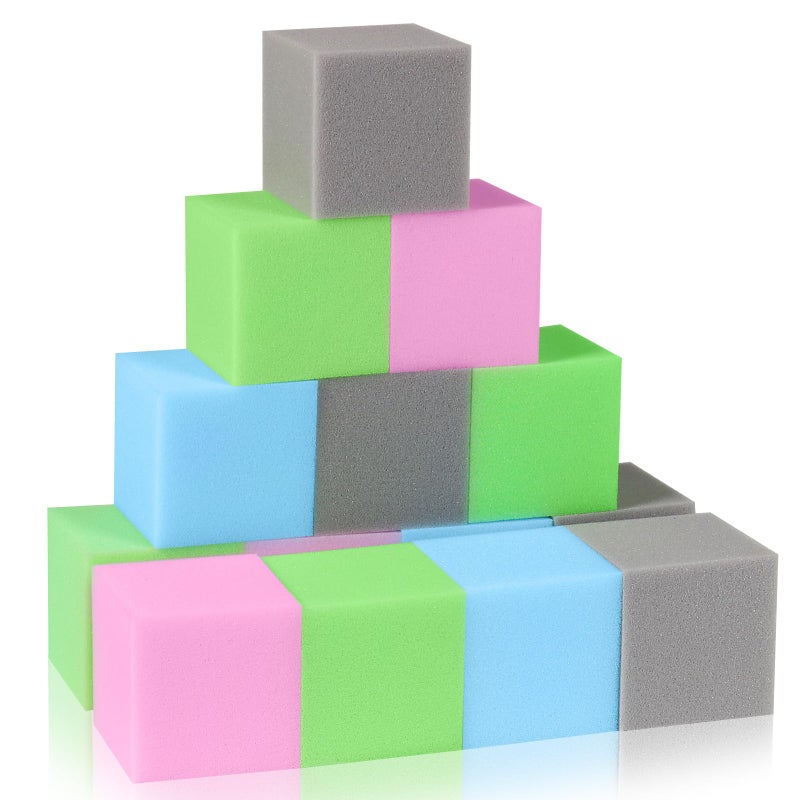 UHAPPYEE 48PCS 3Inch Foam Building Blocks for Kids Soft Lightweight Cubes for Play Areas Ball Pits and Safe IndoorOutdoor Fun BlueGreenGreyPink - Image 3
