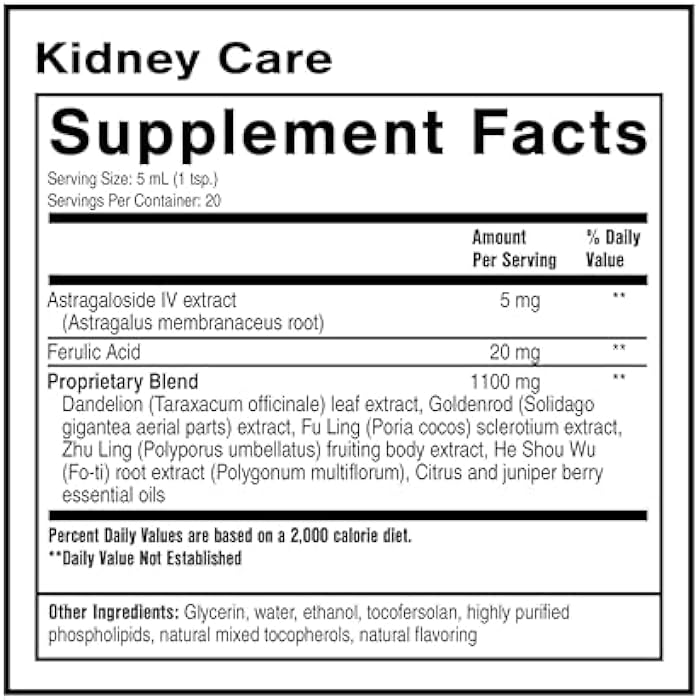 Quicksilver Scientific Kidney Care - Kidney Cleanse & Lymphatic Drainage Supplements - Astragaloside IV Extract, Zhu Ling, Goldenrod, Ferulic Acid, He Shou Wu & Dandelion Leaf (3.38oz / 100ml) - Image 2