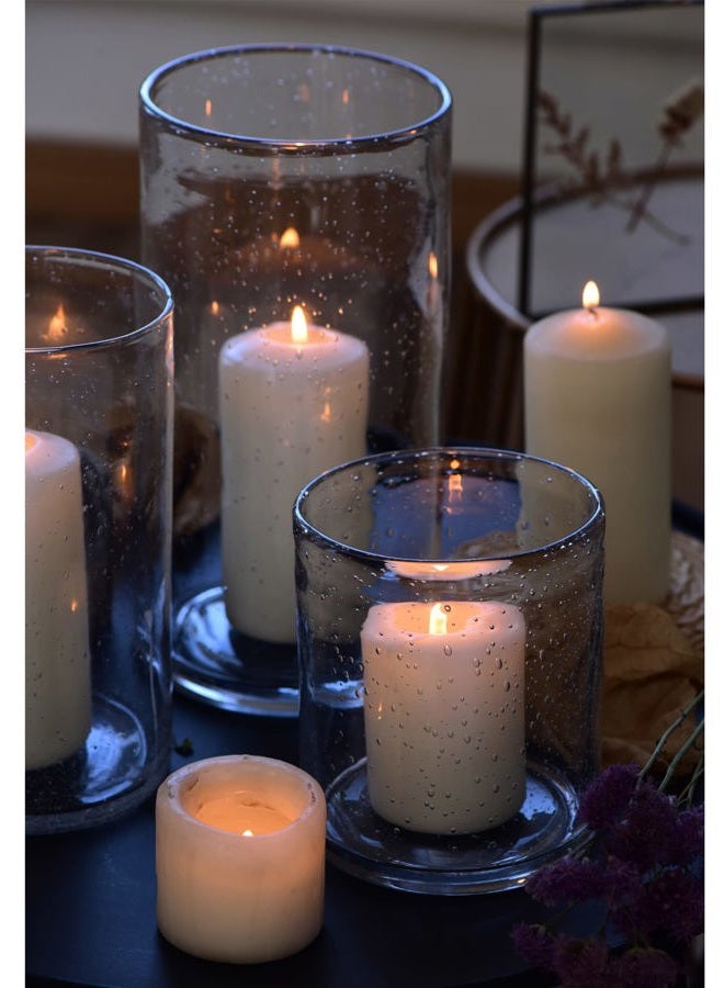 ARIAMOTION Hurricane Candle Holder for Pillar Glass Cylinder Vase Modern Rustic Centerpiece Clear Seeded Home Decor for Kitchen Table Living Room 8" H 1 Pack - Image 3