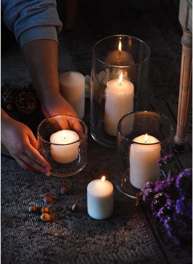 ARIAMOTION Hurricane Candle Holder for Pillar Glass Cylinder Vase Modern Rustic Centerpiece Clear Seeded Home Decor for Kitchen Table Living Room 8" H 1 Pack - Image 5