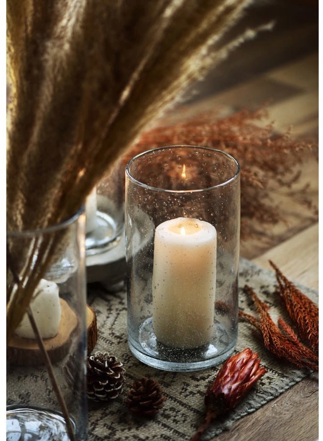 ARIAMOTION Hurricane Candle Holder for Pillar Glass Cylinder Vase Modern Rustic Centerpiece Clear Seeded Home Decor for Kitchen Table Living Room 8" H 1 Pack - Image 2