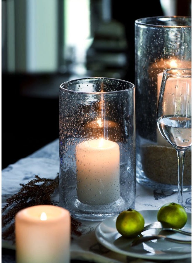 ARIAMOTION Hurricane Candle Holder for Pillar Glass Cylinder Vase Modern Rustic Centerpiece Clear Seeded Home Decor for Kitchen Table Living Room 8" H 1 Pack - Image 1