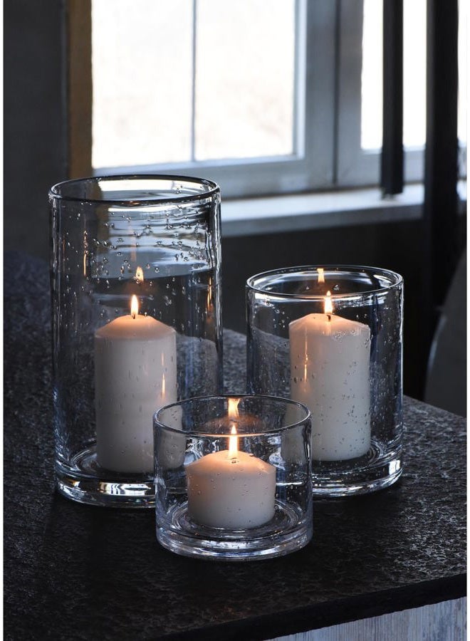 ARIAMOTION Hurricane Candle Holder for Pillar Glass Cylinder Vase Modern Rustic Centerpiece Clear Seeded Home Decor for Kitchen Table Living Room 8" H 1 Pack - Image 4