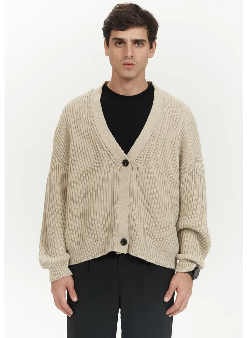 Mai Collection Cassian Beige Men's Knitted Cardigan