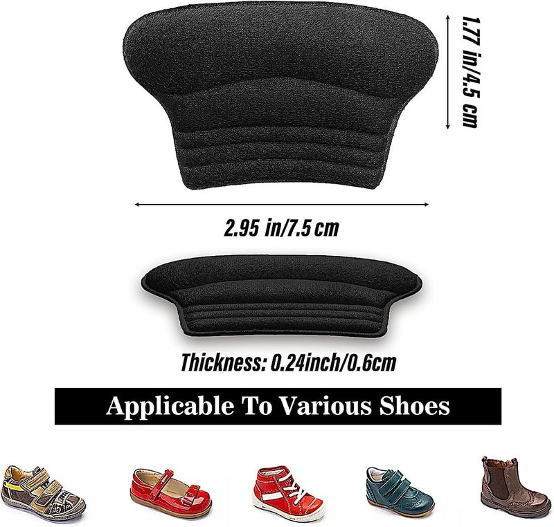 ChicAbode Kids Heel Grips 4 Pieces Self-Adhesive Heel Cushion Add Volume to Too Large Shoe InsertsPrevent Skin Rubbing and Blister Shoe Fit for Toddlers Girls and Boys Women (Black) - Image 2