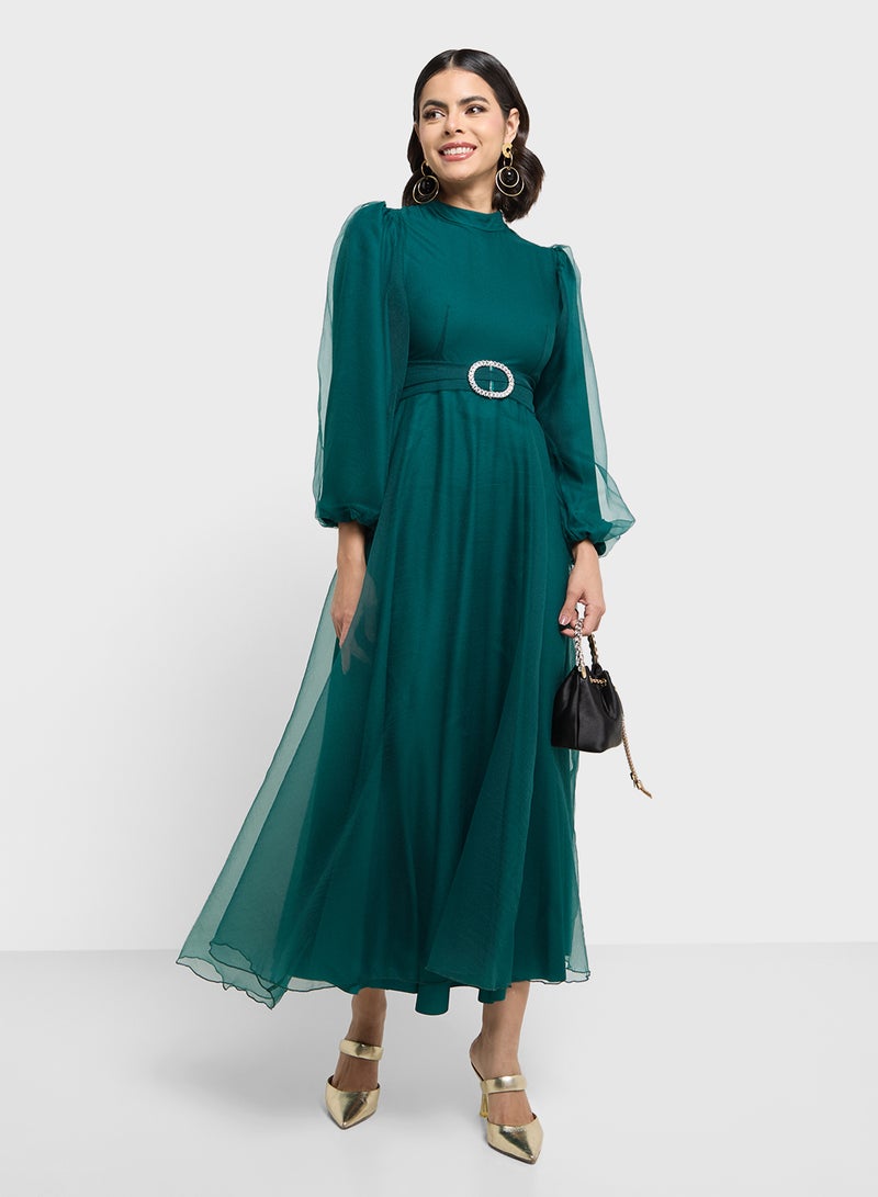 Khizana Belted Chiffon Dress - Image 4