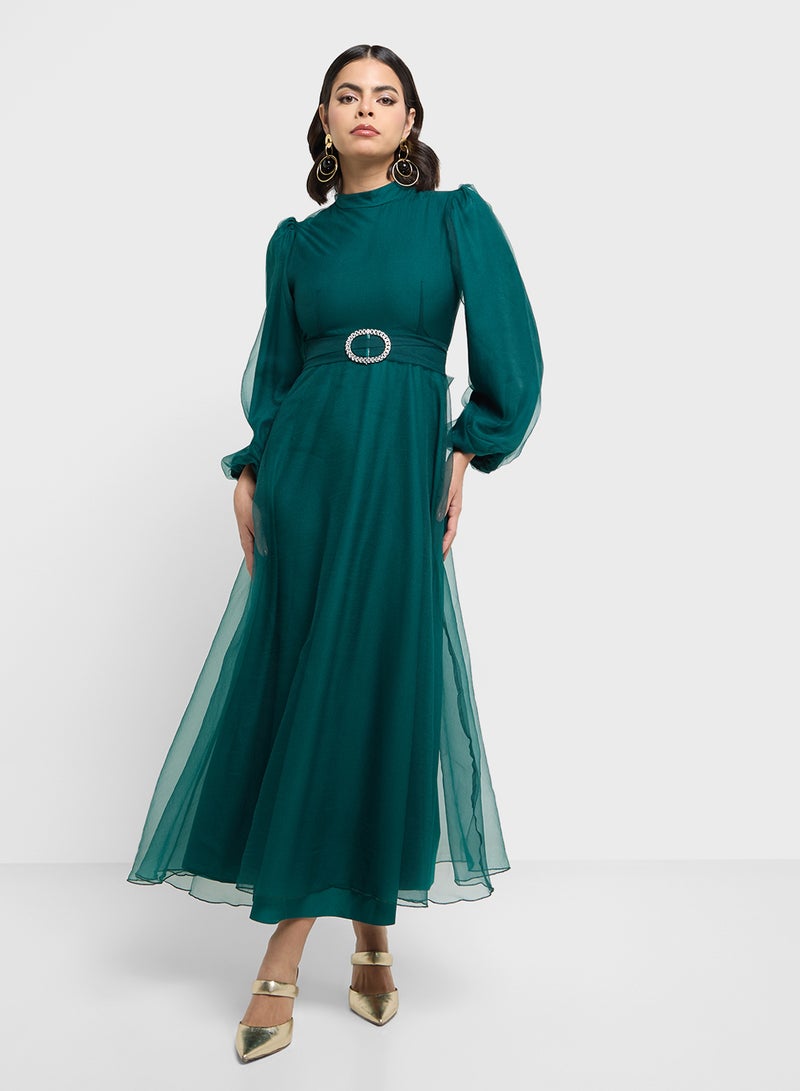 Khizana Belted Chiffon Dress - Image 1
