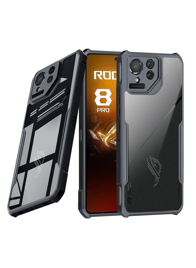 سيوسي غطاء لهاتف ASUS ROG Phone 8 Pro 5G مع حامي شاشة، رقيق جداً مع حواف من البولي يوريثين الناعم، وظهر شفاف من الاكريليك، حماية مضادة للصدمات بمعايير عسكرية، باللون الأسود. - Image 1