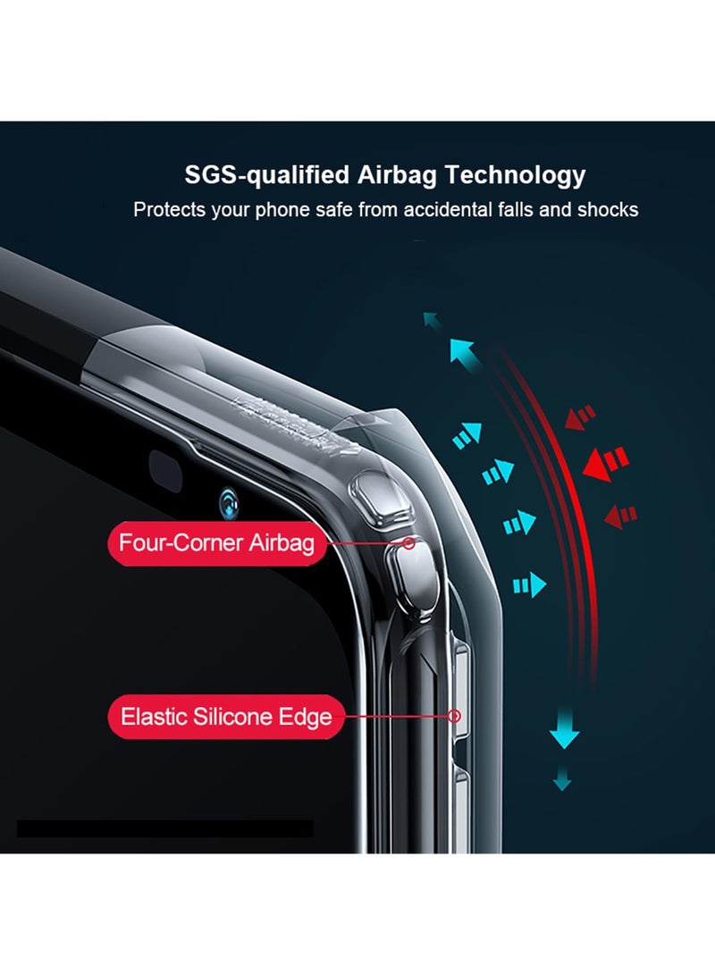 سيوسي غطاء لهاتف ASUS ROG Phone 8 Pro 5G مع حامي شاشة، رقيق جداً مع حواف من البولي يوريثين الناعم، وظهر شفاف من الاكريليك، حماية مضادة للصدمات بمعايير عسكرية، باللون الأسود. - Image 2