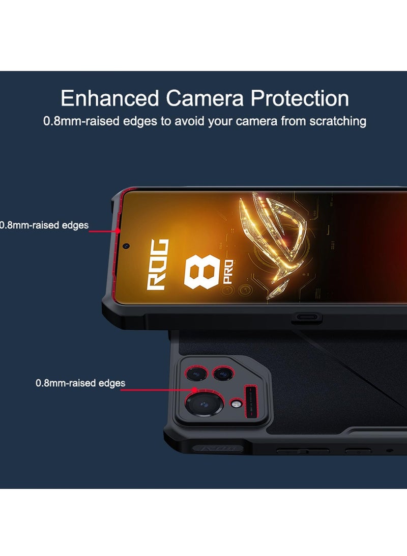 سيوسي غطاء لهاتف ASUS ROG Phone 8 Pro 5G مع حامي شاشة، رقيق جداً مع حواف من البولي يوريثين الناعم، وظهر شفاف من الاكريليك، حماية مضادة للصدمات بمعايير عسكرية، باللون الأسود. - Image 3
