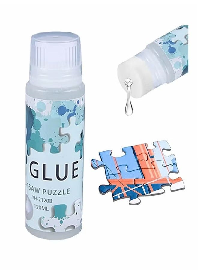 HY Puzzle Glue with Sponge Head, Jigsaw Puzzle Glue for Kids, Puzzle Glue Clear with Applicator, Water-Soluble Special Craft Puzzle Glue, Puzzle Saver for 1000/1500/3000 Pieces of Puzzle, 120ML  - Image 1