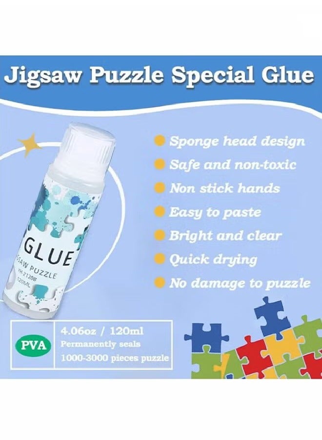 HY Puzzle Glue with Sponge Head, Jigsaw Puzzle Glue for Kids, Puzzle Glue Clear with Applicator, Water-Soluble Special Craft Puzzle Glue, Puzzle Saver for 1000/1500/3000 Pieces of Puzzle, 120ML  - Image 2