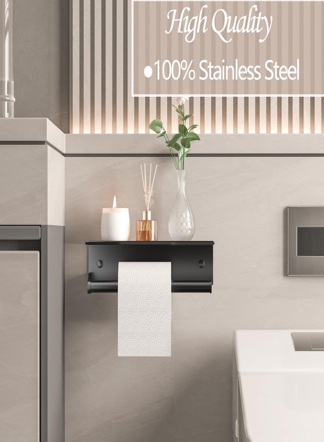 Dr.DJ Black Paper Towel Holder Wall Mount with Shelf for Bathroom, Matte Black Adhesive Hand Towel Holder for Bathroom Kitchen RV - Image 4