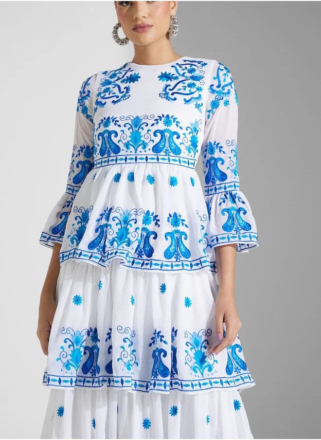 Frock and Frill Floral Printed Dress