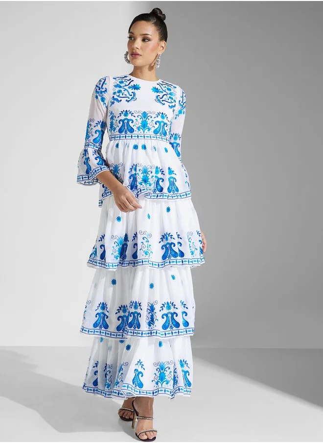 Frock and Frill Floral Printed Dress
