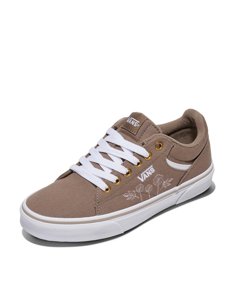 Vans Women's Seldan Shoe | Retro Tennis Inspired Sneakers for Fashion, Work & Everyday Wear, Mono Embroidery Walnut, 9.5 - Image 1