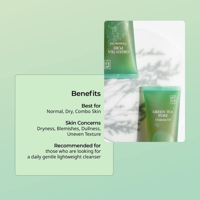 YADAH Green Tea Pure Cleansing Gel, 3.4 Fl Oz - pH Balanced Foaming Gel Cleanser Formulated with Natural Ingredients for Double Cleanse with Vegan Formula for Smooth, Gentle Face Wash - Image 5