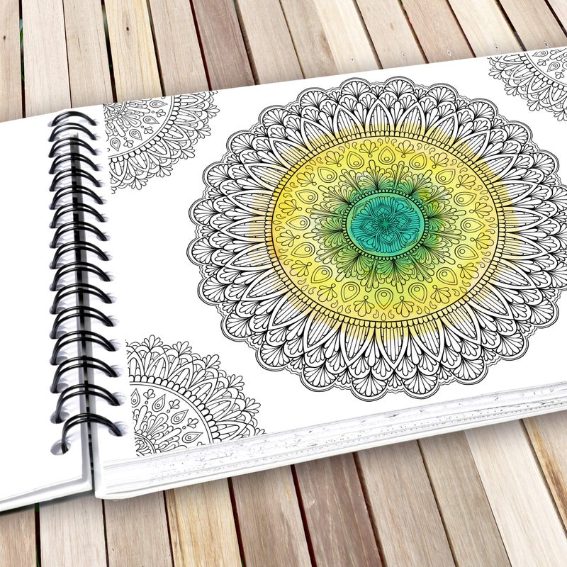 ColorIt Mandalas Volume IV Spiral Bound Adult Coloring Book with 50 Mandala Patterns for Relaxation and Stress Relief - Includes Perforated Pages, Thick Paper, Hardback Covers, and Blotter Page - Image 4