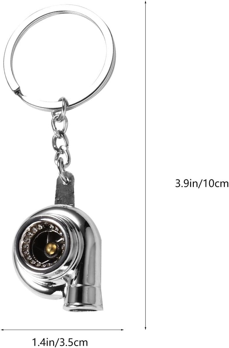 Creative Turbocharger Keychains 2pcs Metal Key Rings Silver for Car Accessories Automotive Interior Use - Image 2