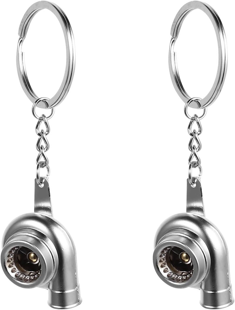 Creative Turbocharger Keychains 2pcs Metal Key Rings Silver for Car Accessories Automotive Interior Use - Image 1