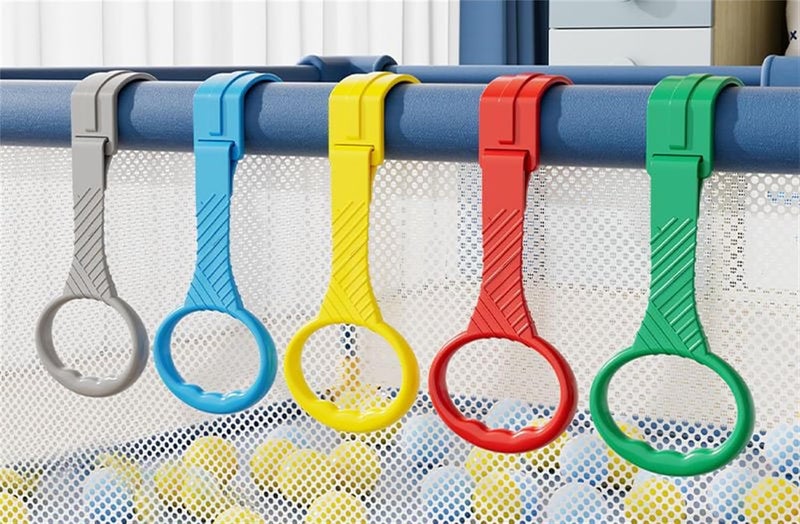 YYaaloa 5pcs Walk Assistant Plastic Baby Crib Pull Rings for Baby Baby Pull Up Rings Cot Hanging Rings for Infant Baby Toddler Practice Tool 5 Color - Image 1