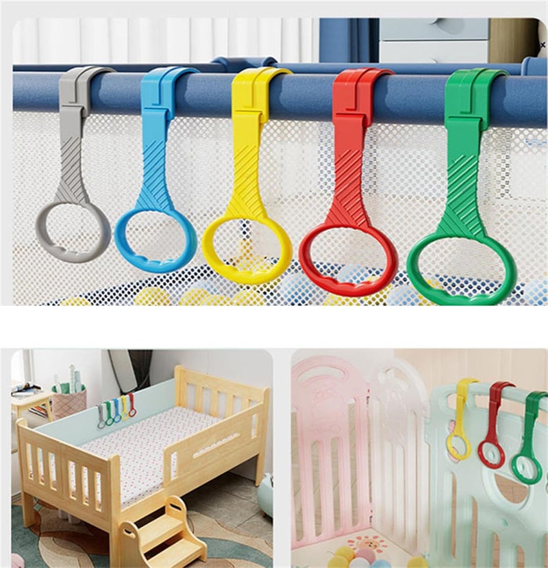 YYaaloa 5pcs Walk Assistant Plastic Baby Crib Pull Rings for Baby Baby Pull Up Rings Cot Hanging Rings for Infant Baby Toddler Practice Tool 5 Color - Image 3
