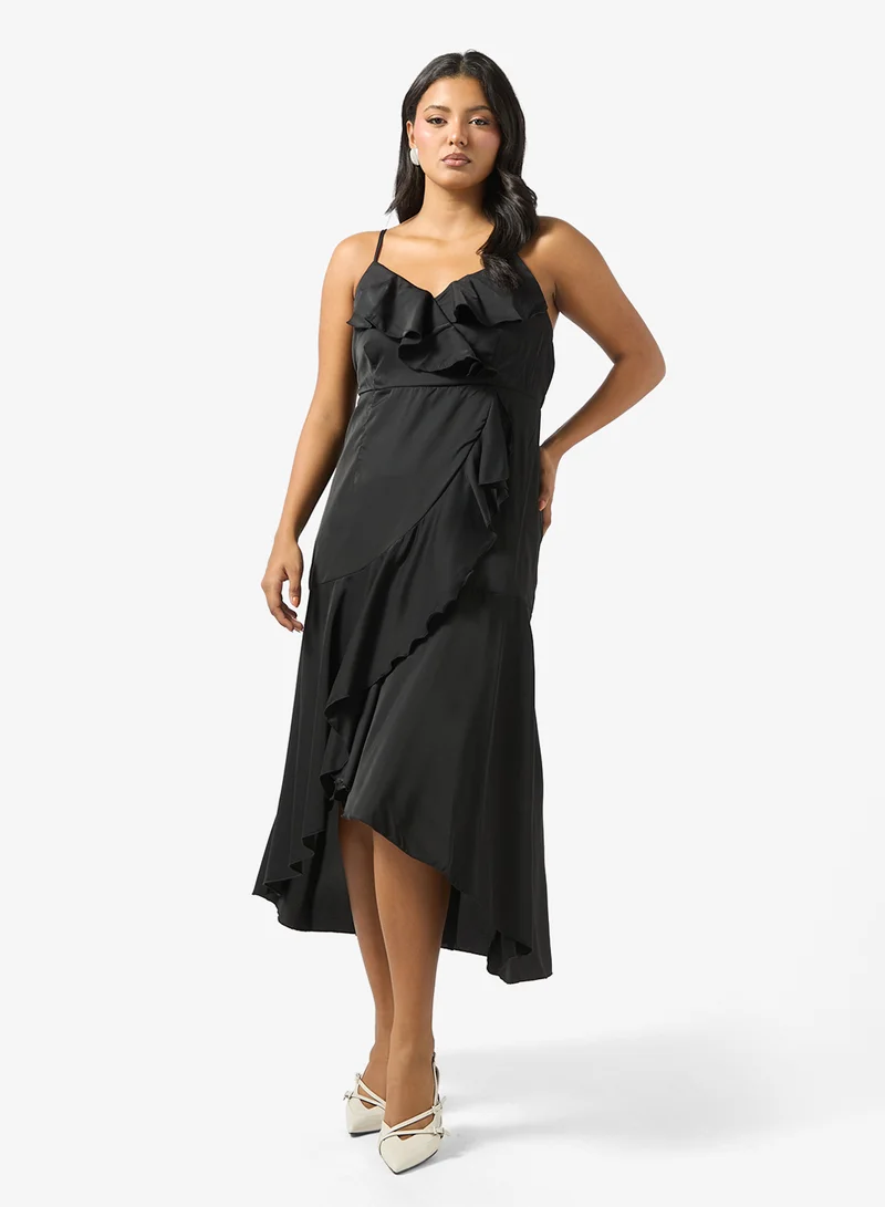 Ella Plus Strappy Dress With Ruffles