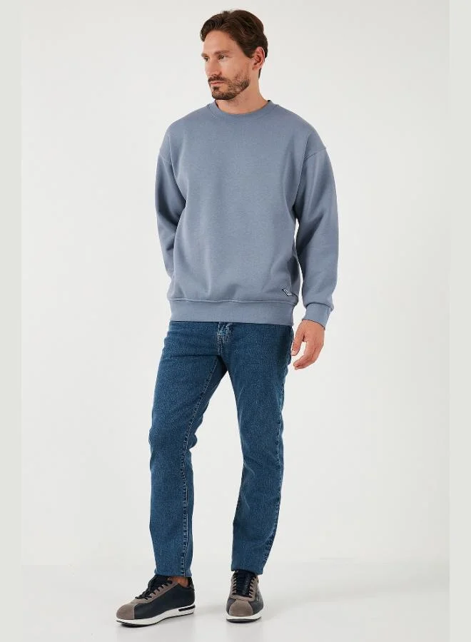 بوراتي سويت شيرت رجالي قطني مبطن بفرو ناعم بياقة دائرية بقصة عادية من بوراتي