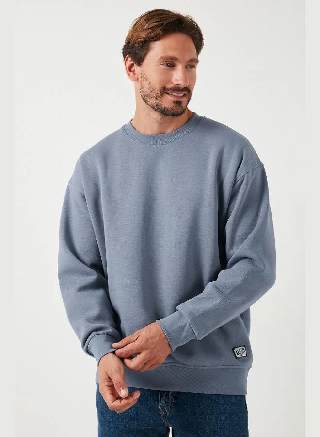 بوراتي سويت شيرت رجالي قطني مبطن بفرو ناعم بياقة دائرية بقصة عادية من بوراتي