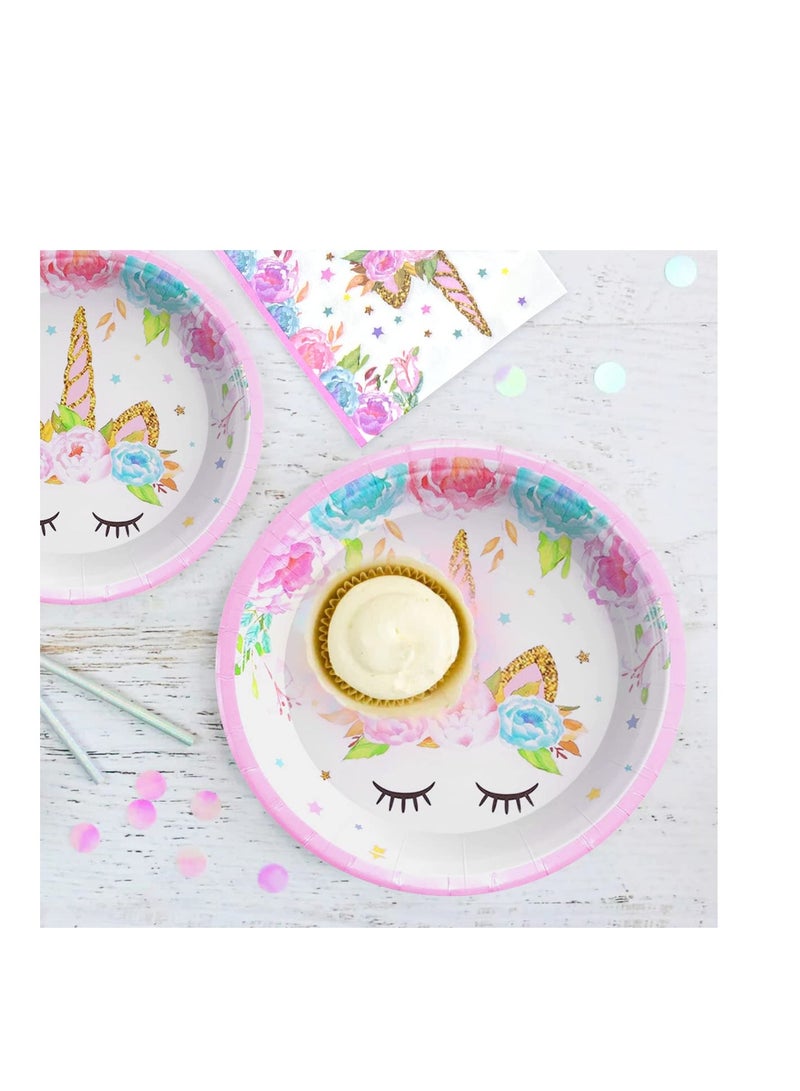 SOLARAE Birthday Party Supplies, for Unicorn Birthday Decorations for Girls, Party Supplies Set, for Unicorn Plates and Napkins, Unicorn Theme Party Decoration, for Girls and Baby Shower - Image 4