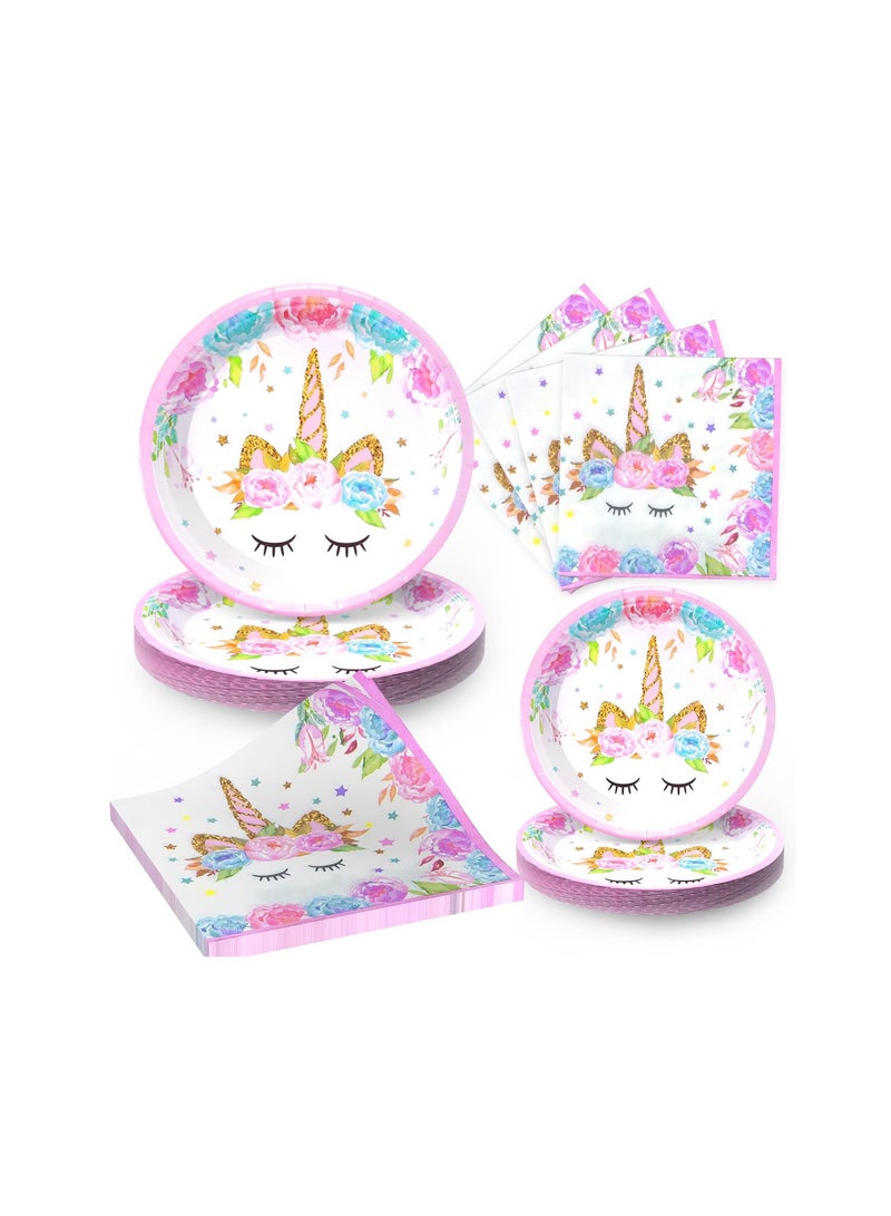 SOLARAE Birthday Party Supplies, for Unicorn Birthday Decorations for Girls, Party Supplies Set, for Unicorn Plates and Napkins, Unicorn Theme Party Decoration, for Girls and Baby Shower - Image 1
