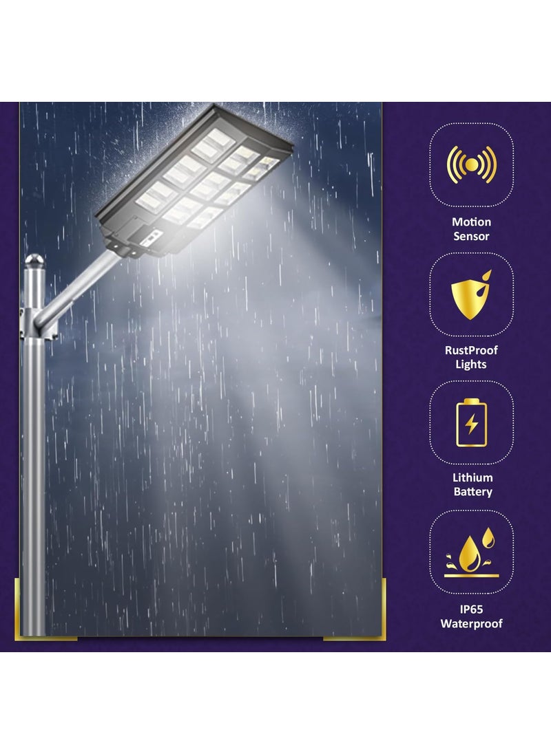 Lexton - Lexton Solar LED Street Light 200W with Remote Control and Motion Sensor Cool White 6500k Beam Angle 160 Degrees Pack of 1 - Image 1