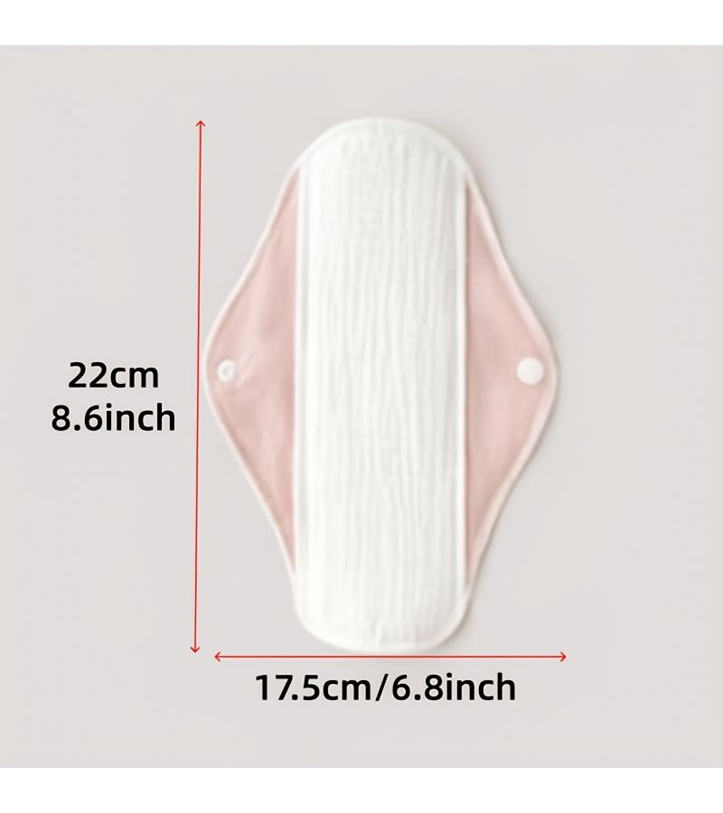 5pcs Pink Cotton Panty Liners Reusable Cloth Pads 13 Layers Washable Sanitary Pads With Snap Button Wings - Image 3