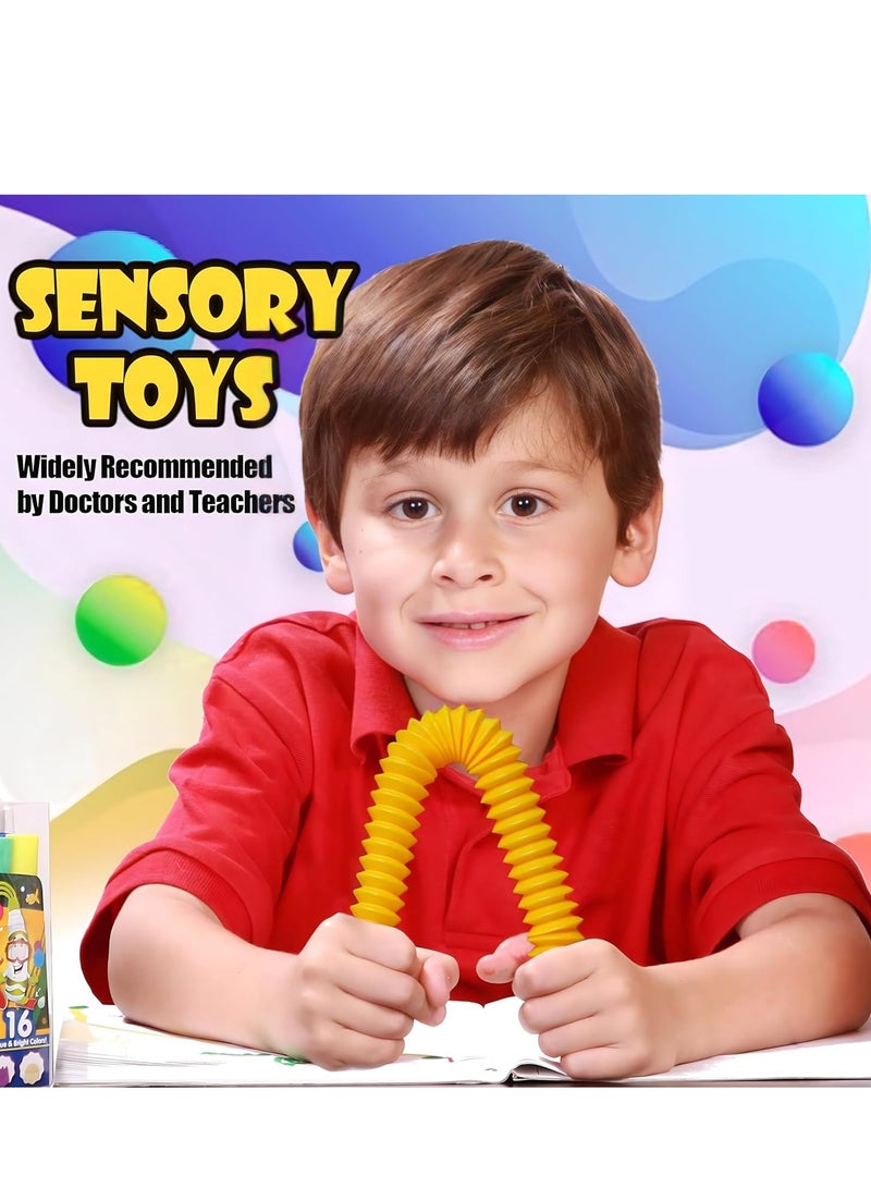 MAGIC VAULT 12 Pack Pop Tubes, Pop Tube Sensory Fidget Toy, Fine Motor Skills & Learning Toddler Toy, Stress Relief, Fun Pop Tubes, for Toddlers, Gift for Kids, Classroom Exchange Prizes - Image 4