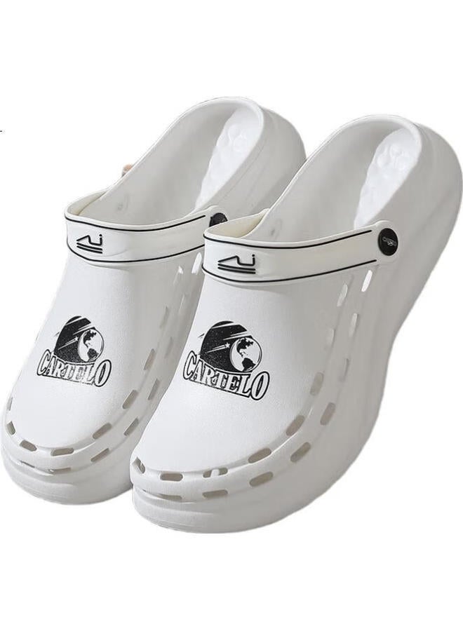 CARTELO Men'S Summer Hollow Shoes Casual Dual-Use Slippers Beach Sandals Cool Slippers 1568 White 42-43 - Image 3